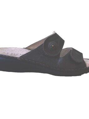 La Plume  Women's Size EU 40  Wedge 2-Strap Slide Sandals  Brown Leather